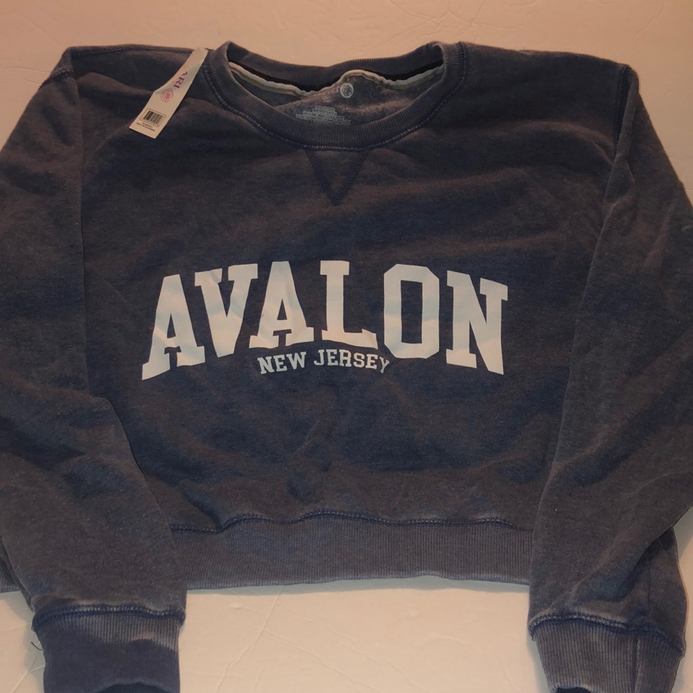 Avalon New Jersey Cropped Long Sleeve Crewneck Sweatshirt